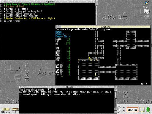 [Screenshot of Acorn version of Angband]